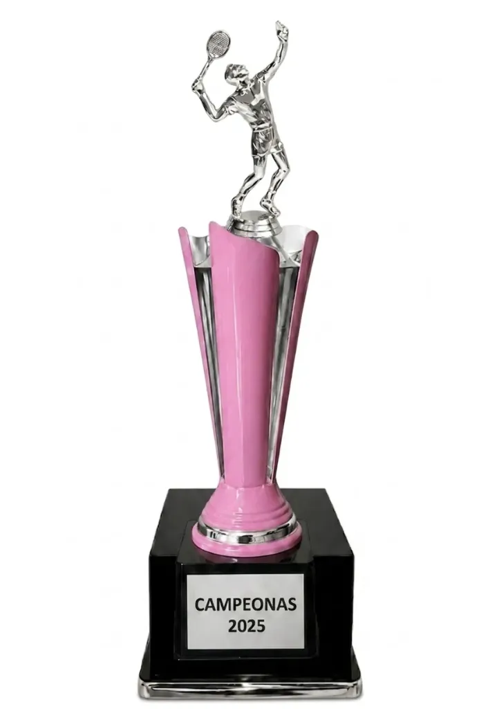 Antorcha Abierta Plata Con Rosa Tennis/Paddel 55 cm