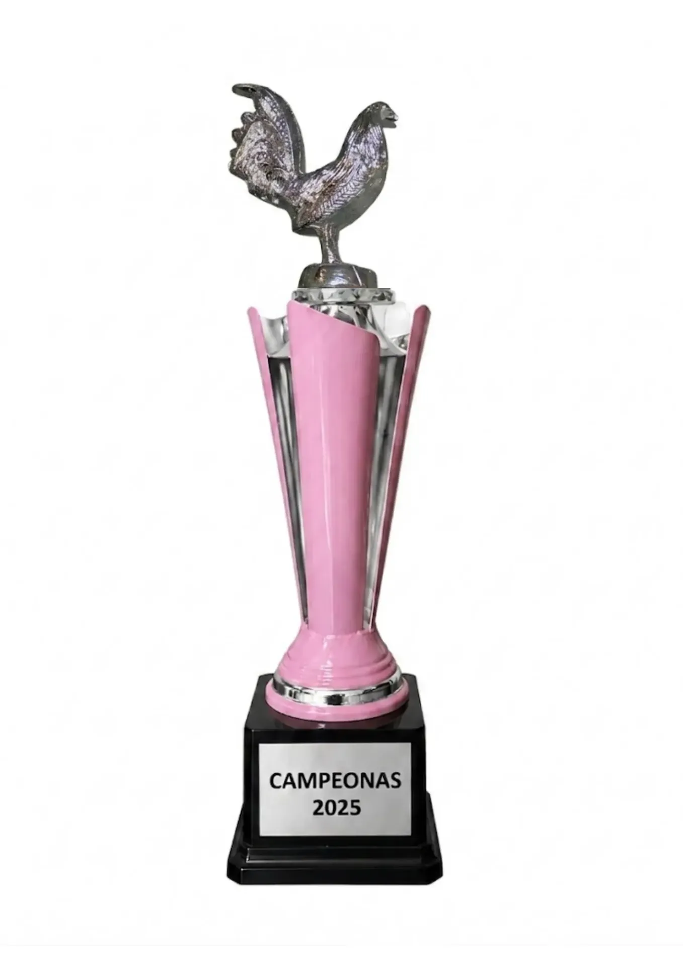 Antorcha Abierta Plata Con Rosa Gallo 55 cm