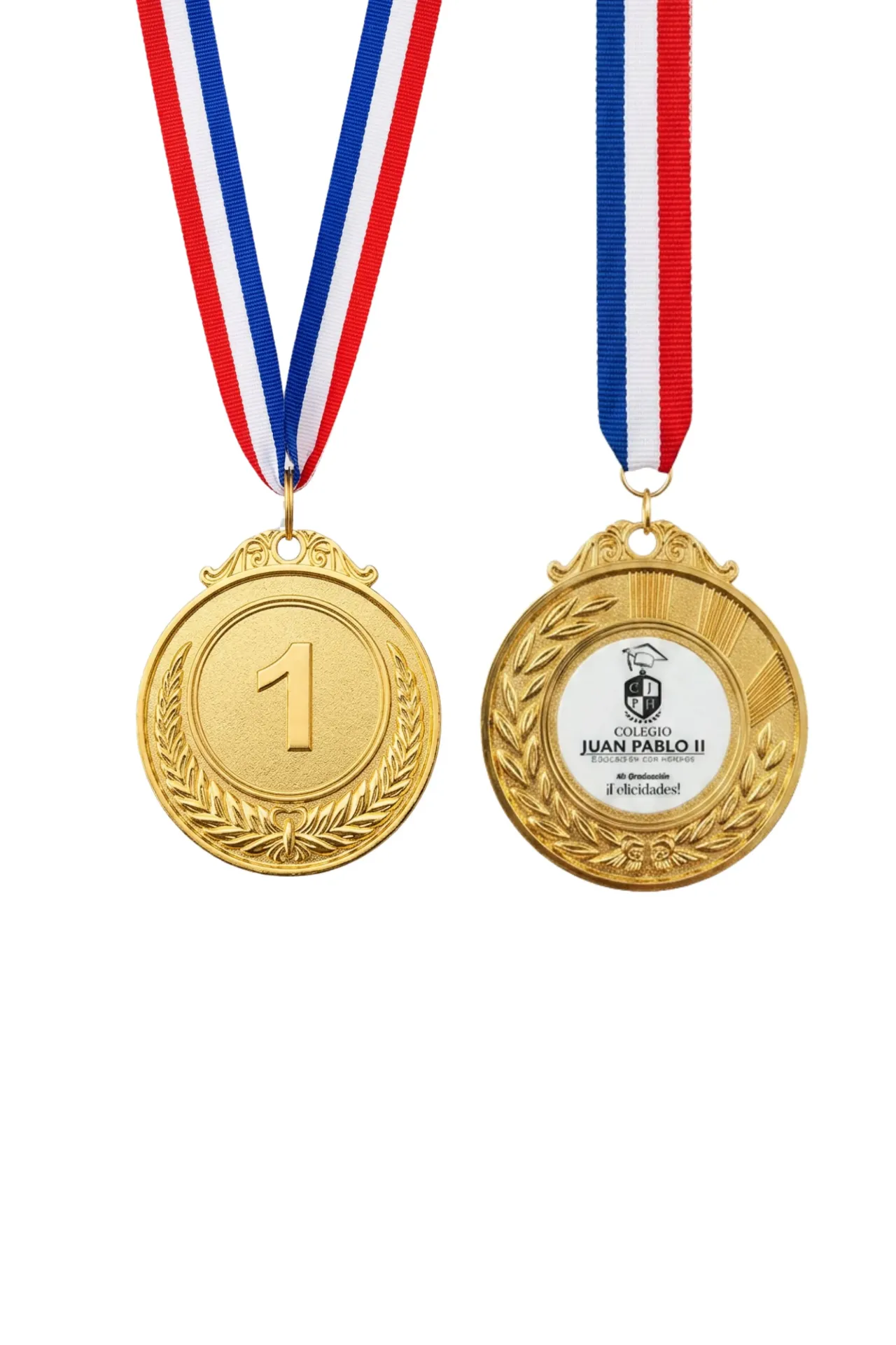 medalla oro con logo en DTF