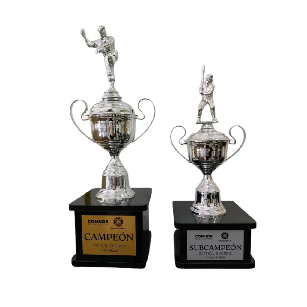 Dupla Copa Balon Plata con Figura Beisbol Tira Negra