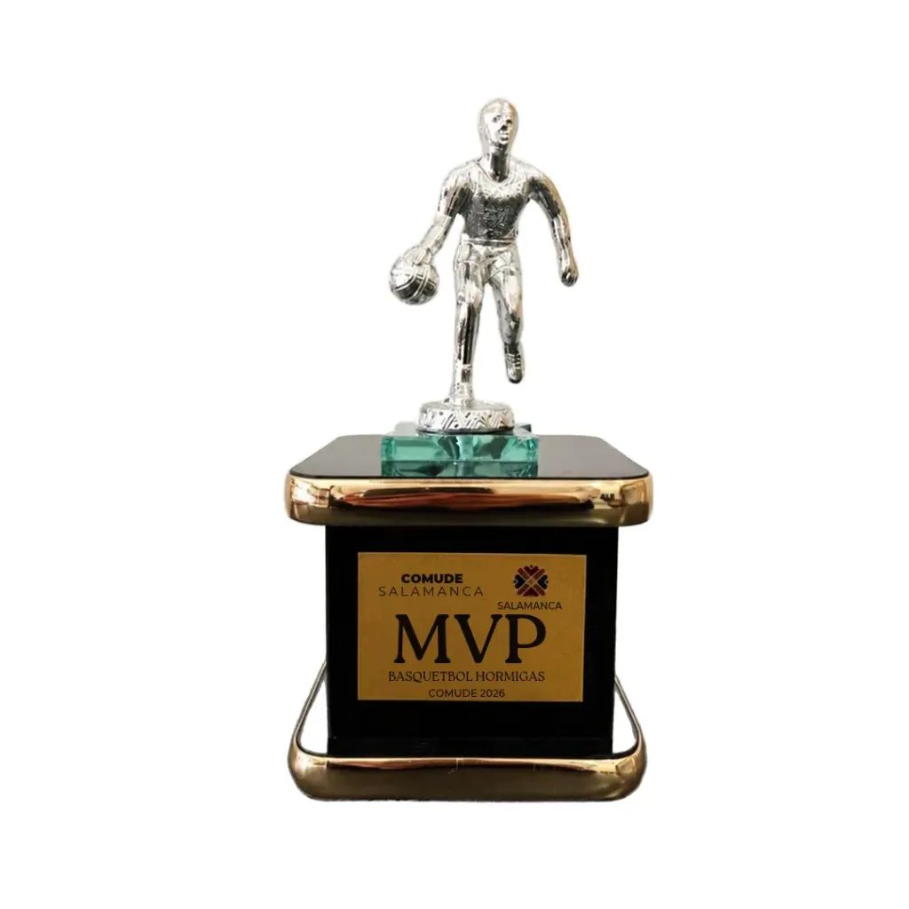 Trofeo Individual Figura Basquetbol con vidrio
