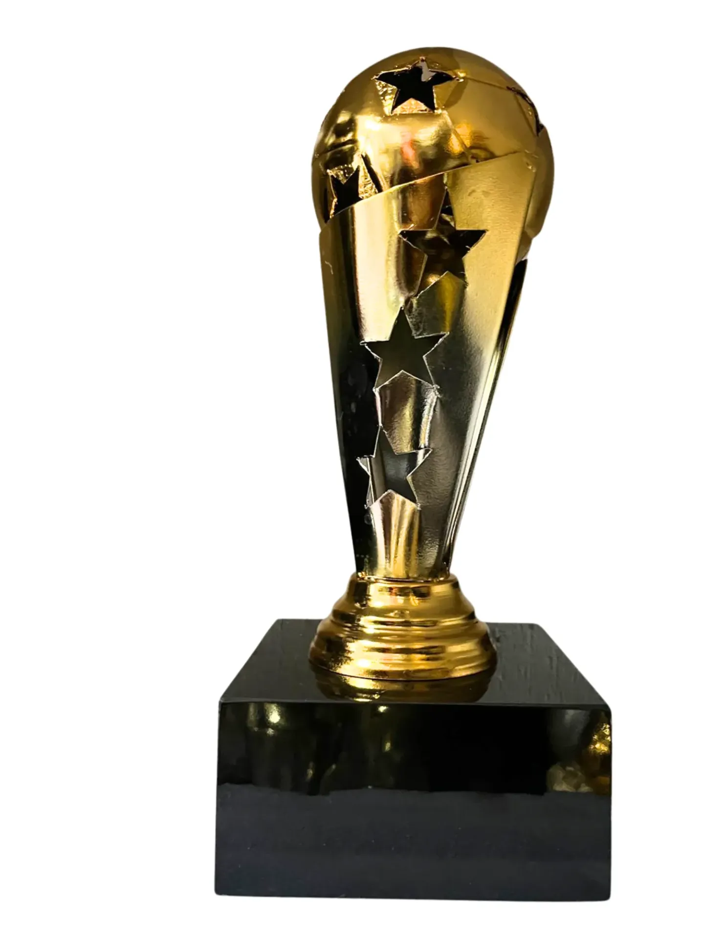 Copa cerrada con estrellas oro con plata futbol  62 cm